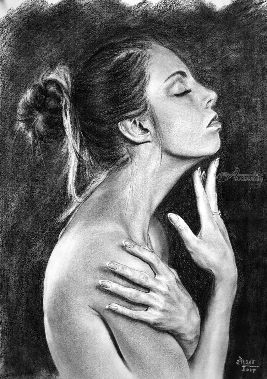 850x1204 Girl In Profile Drawings Sketch By Shobha Sharma - Sketch Profile Picture