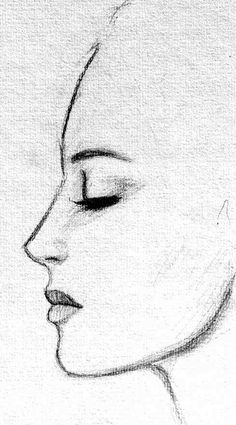 236x425 Female Face Side Profile Drawing - Sketch Profile Picture