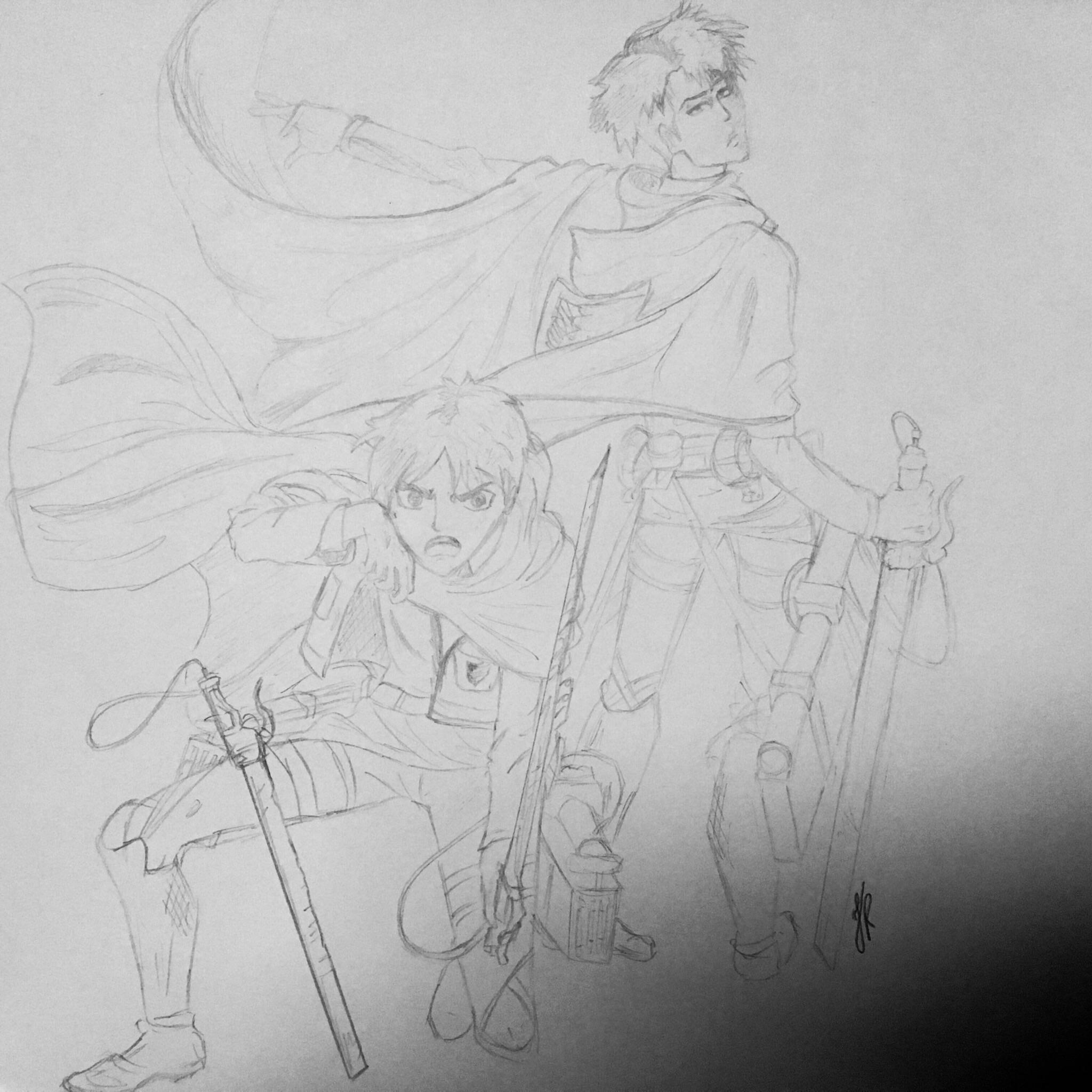 2048x2048 Just A Sketch Of Levi And Eren (I Put A Filter Over It To Show The - Sketch Properly