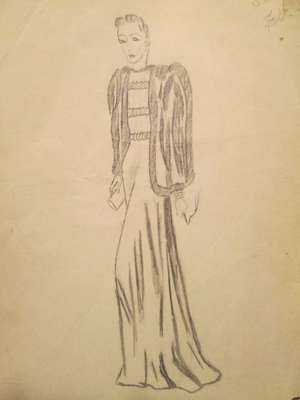 300x400 Vintage 30s 40s Fashion Sketch Art Pencil Drawings Signed Dated - Sketch Purchase