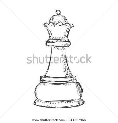 450x470 Vector Single Sketch Chess Figure - Sketch Queen