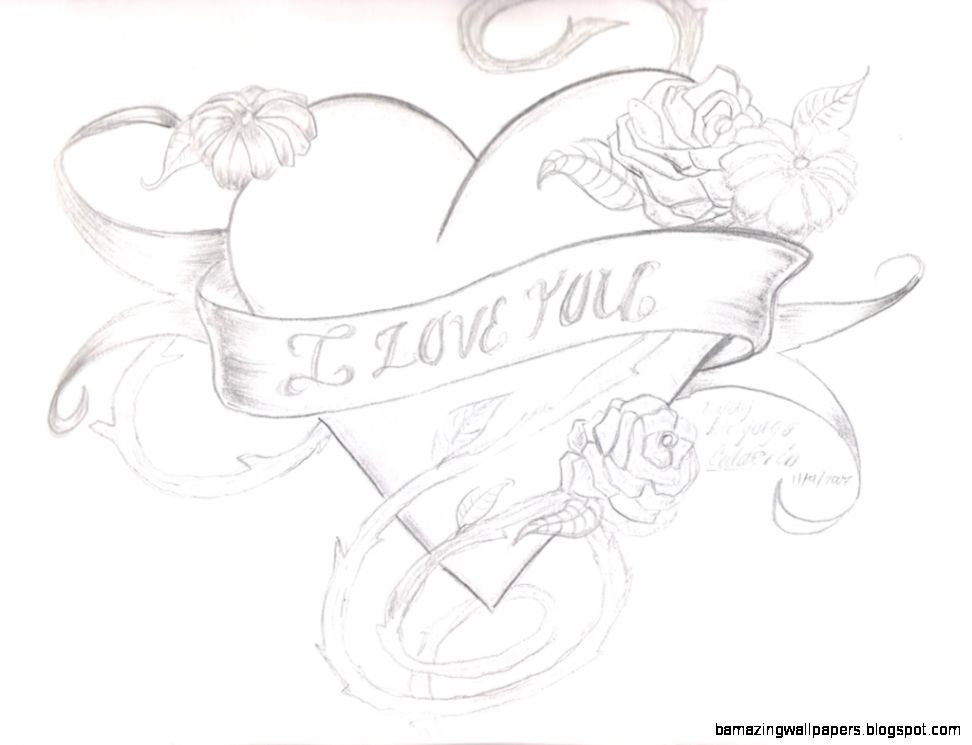 972x745 Love Roses And Hearts Drawings Amazing Wallpapers - Sketch Quotes And Sayings