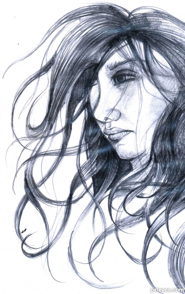 600x952 How To Draw Realistic Hair With A Pencil - Sketch Realistic Hair