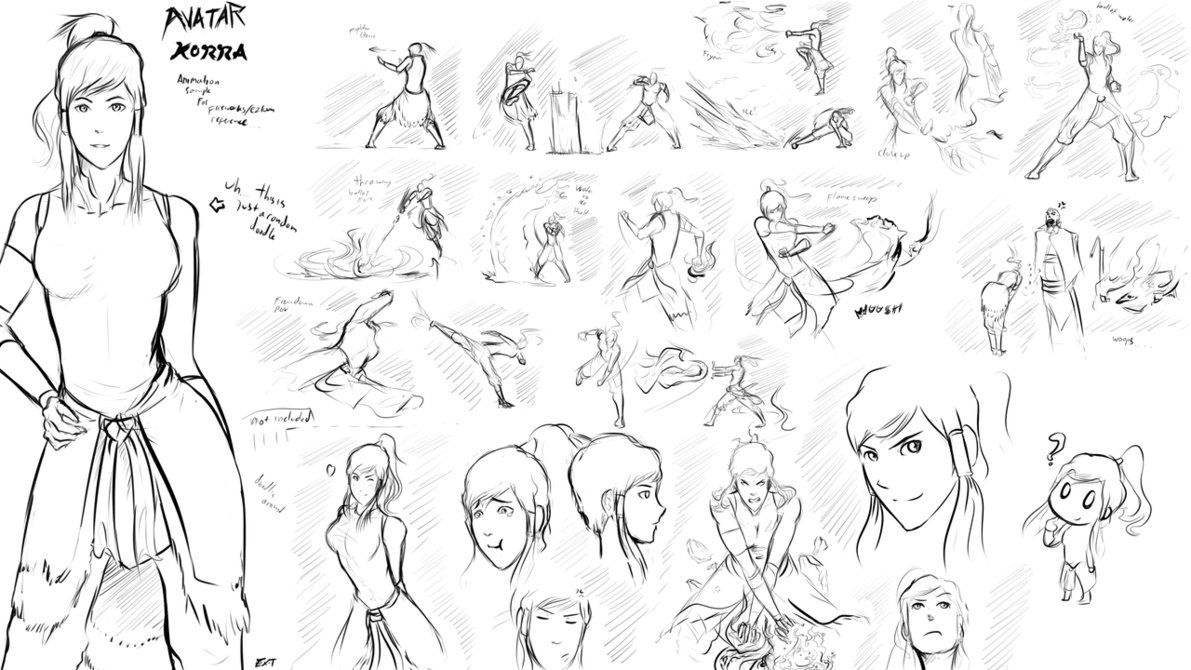 1191x670 Avatar Korra Reference Sketch By Ex Trident - Sketch Reference