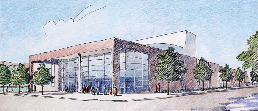 883x383 Sketch Rendering Of Franklin Elementary, Chicago, Il Perkins And - Sketch Rendering