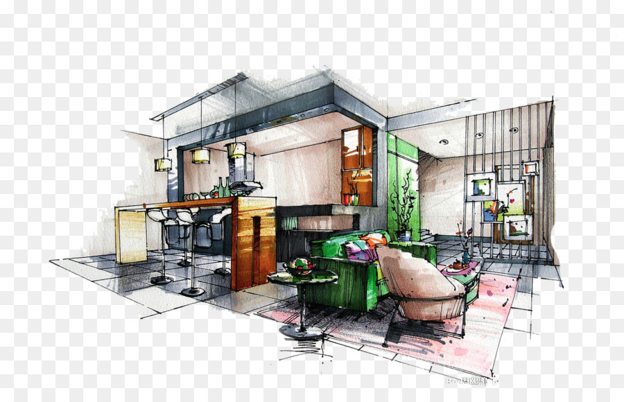 900x580 Drawing Architectural Rendering Interior Design Services Sketch - Sketch Rendering