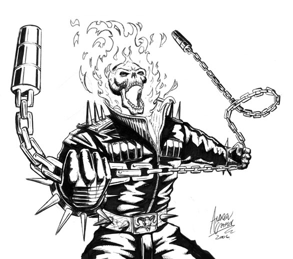 586x517 Ghost Rider Sketch - Sketch Rider