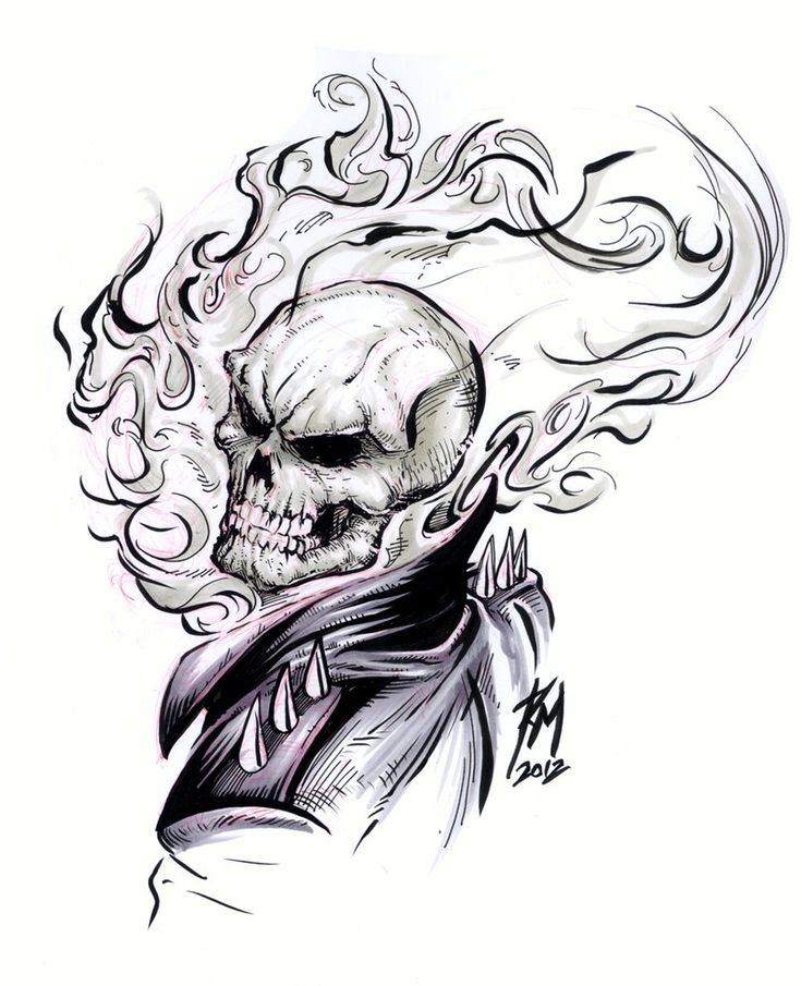 735x905 How To Draw Ghost Rider Cartoon - Sketch Rider