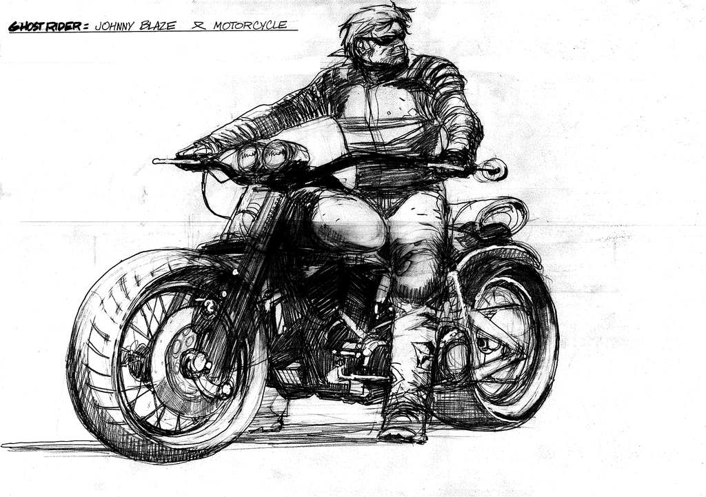 1024x721 Ghost Rider Character Sketch By Roland Boschi Jason Aaron - Sketch Rider