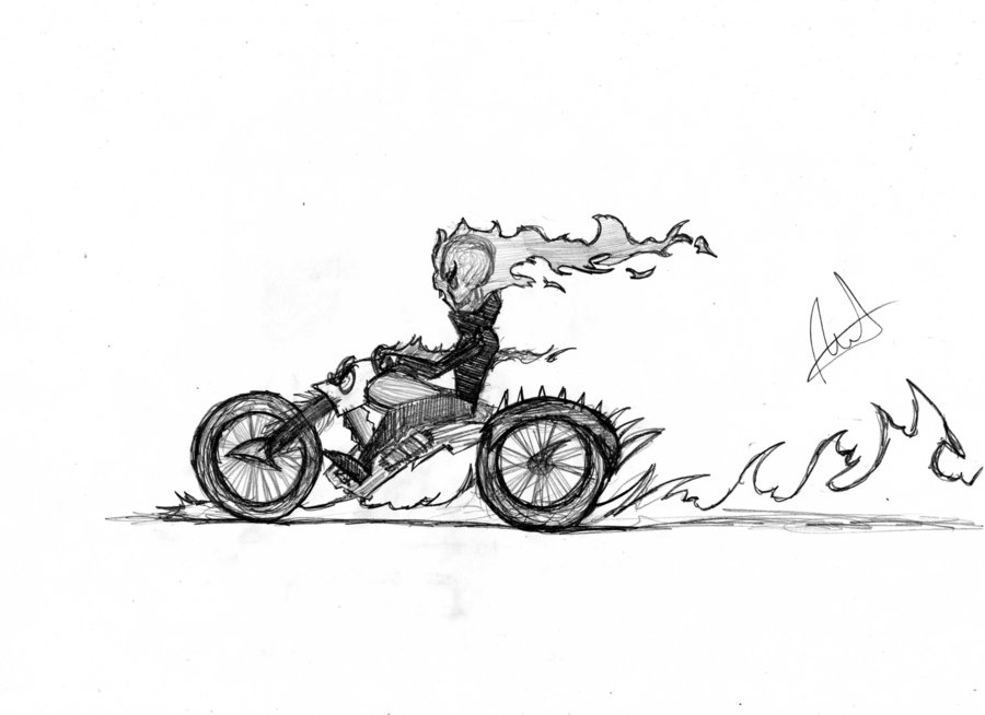 900x654 Ghost Rider Quick Sketch By Waterwizz - Sketch Rider