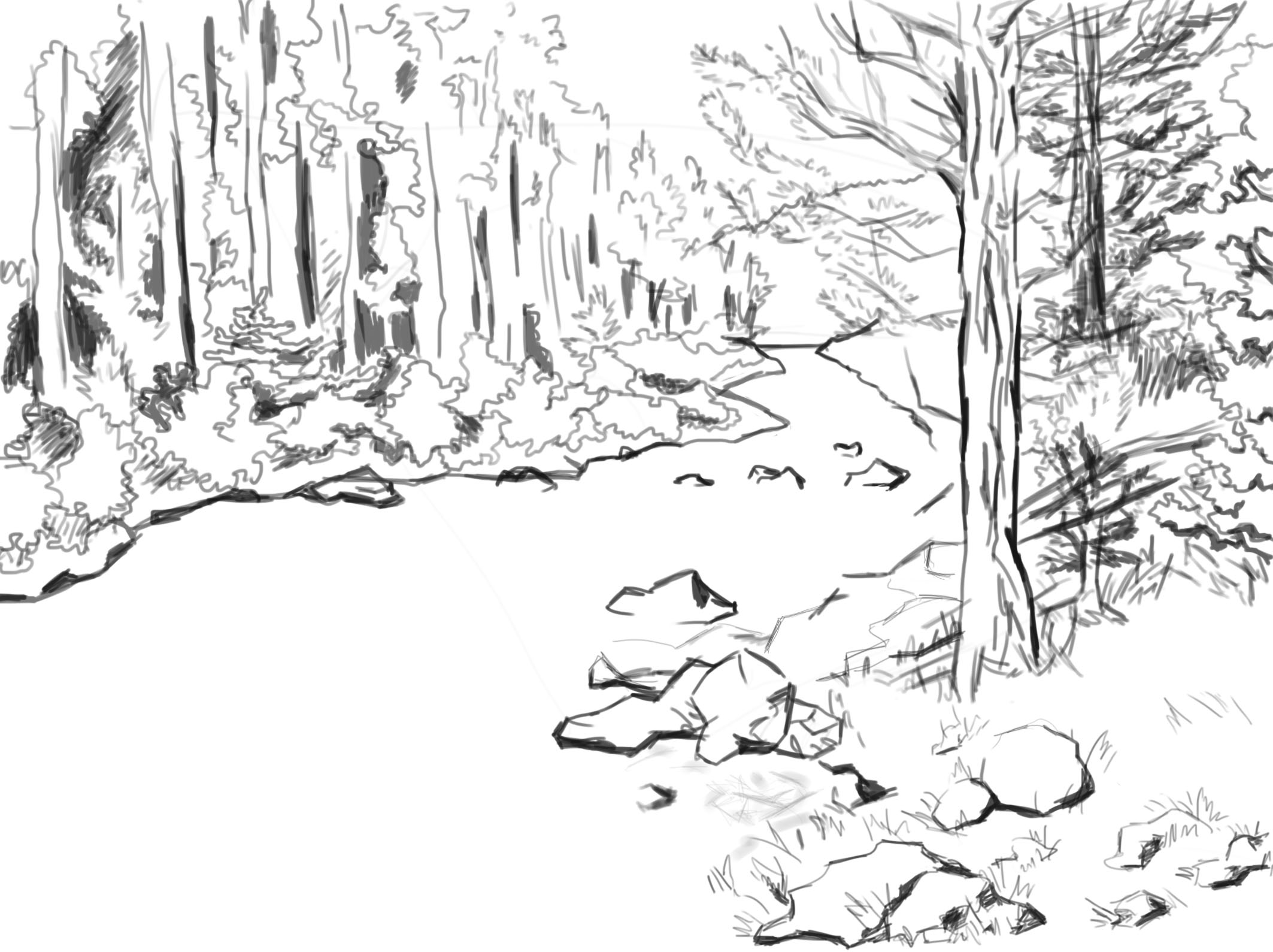 2126x1589 River Sketch Tyra Willoughby Art - Sketch River