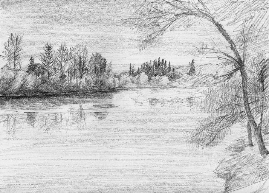 900x648 Sketch Drawing River - Sketch River