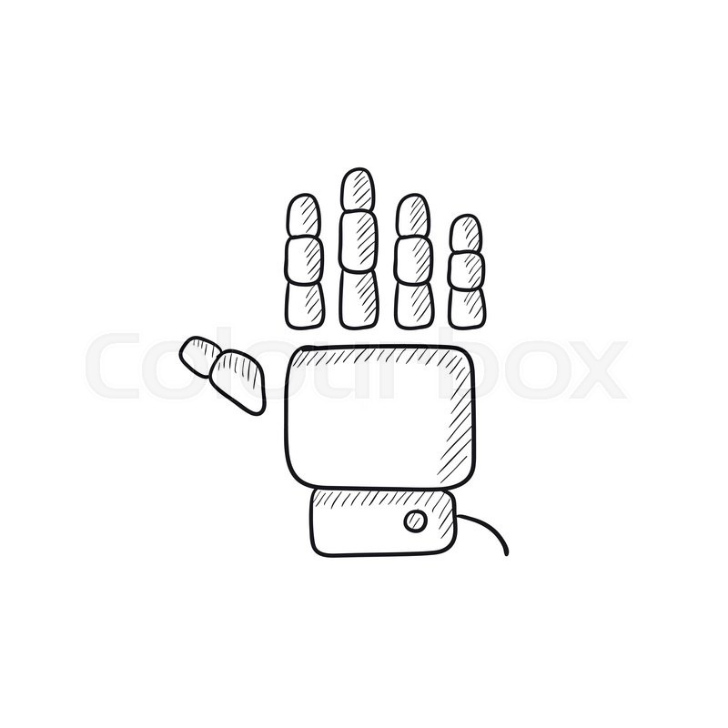 800x800 Robot Hand Vector Sketch Icon Isolated On Background. Hand Drawn - Sketch Robot