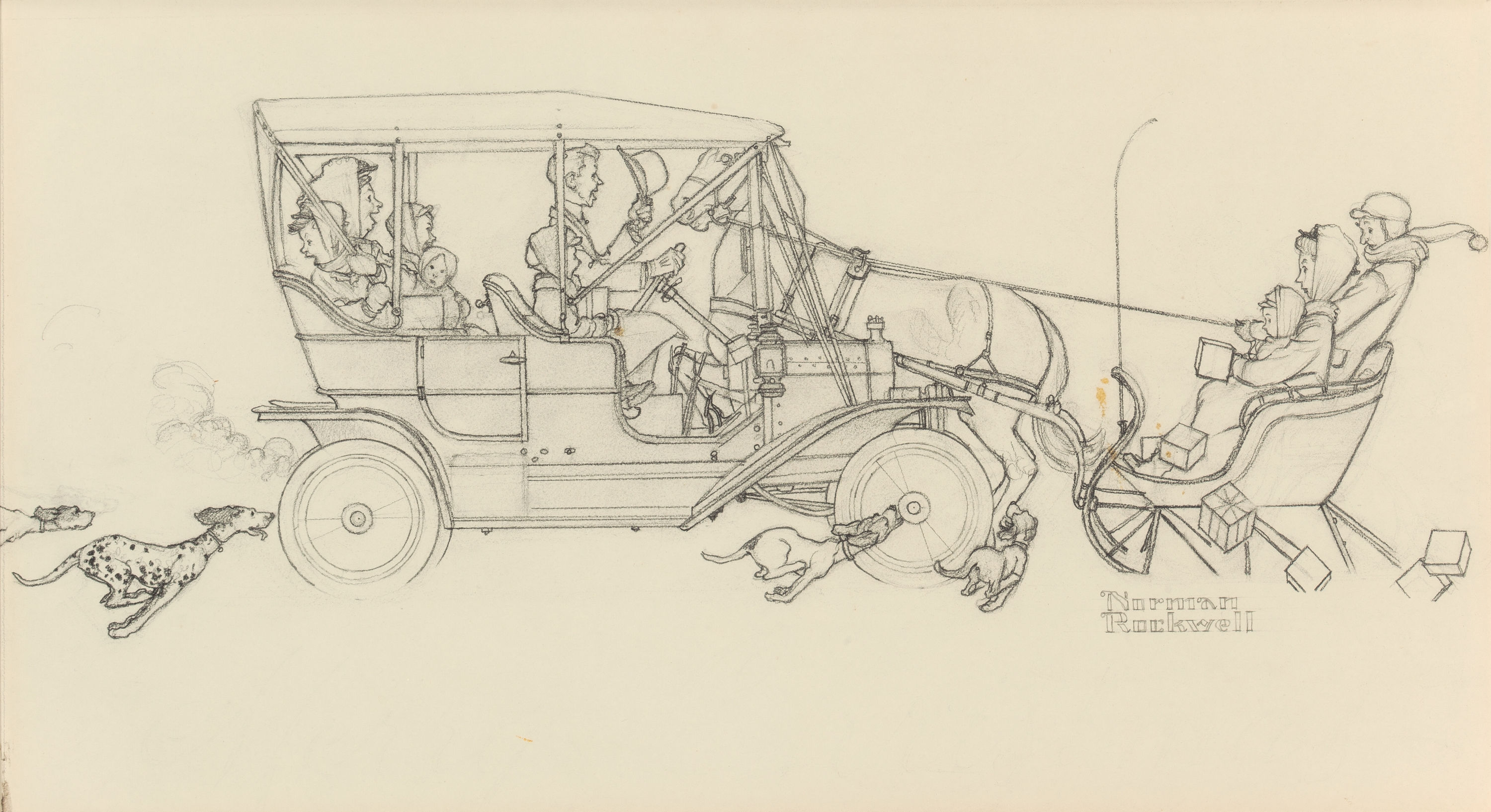 3000x1634 Happy New Year (With Norman Rockwell Sketch) - Sketch Rockwell
