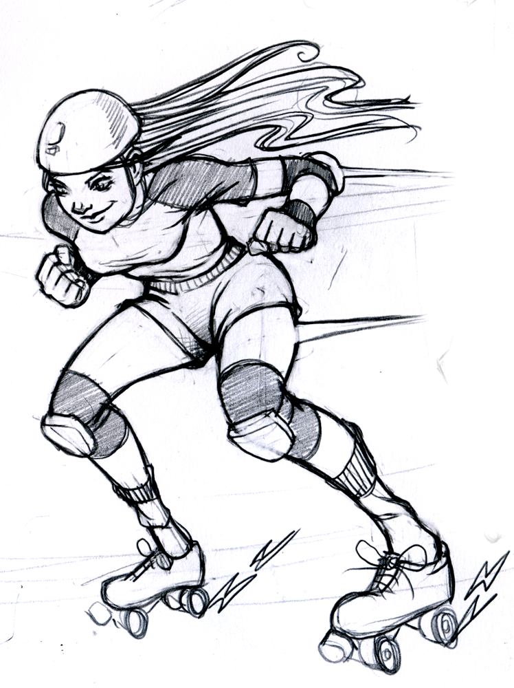 748x1000 Roller Skates Color Drawing - Sketch Roller