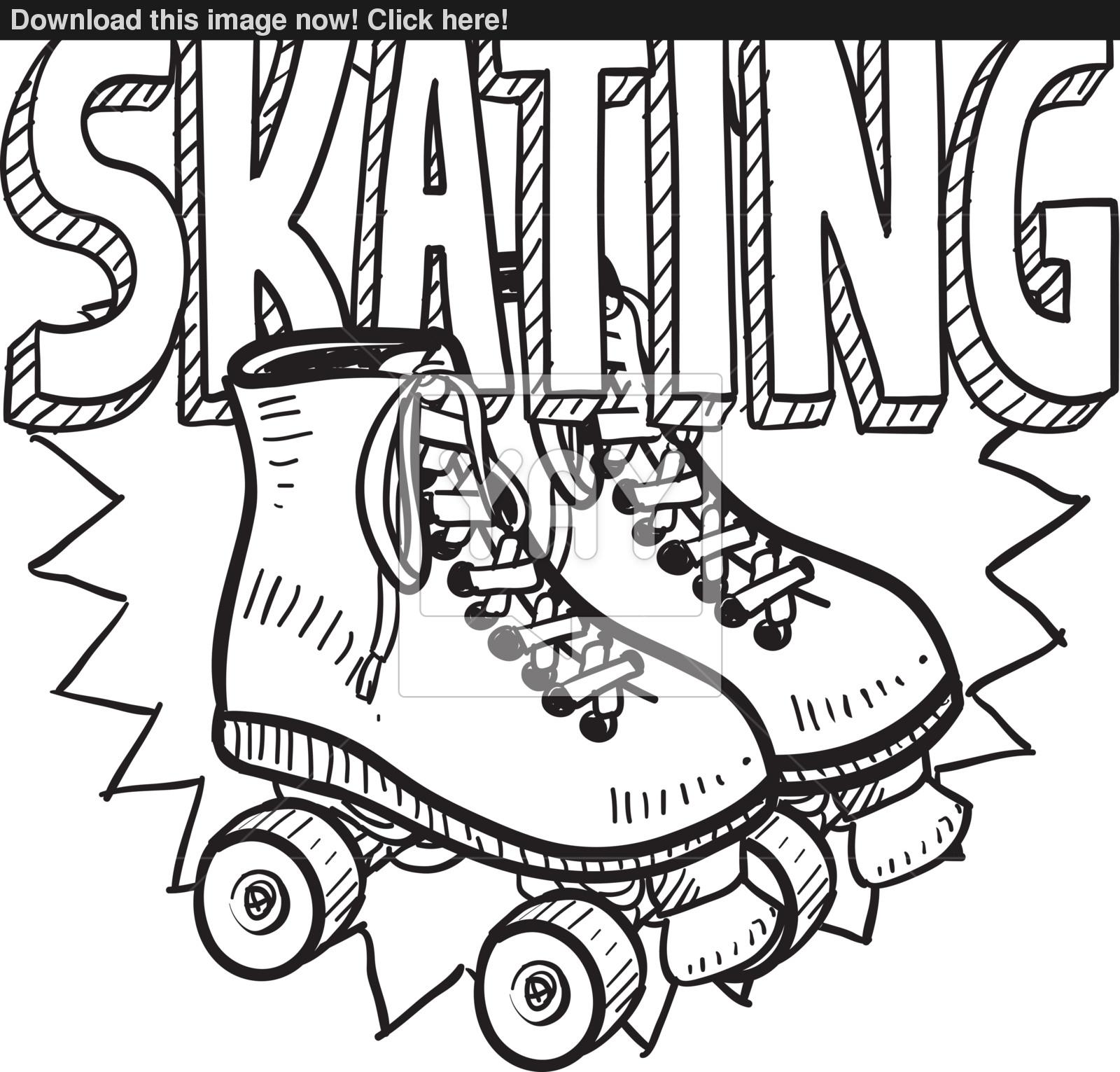 1600x1531 Roller Skating Sketch Vector - Sketch Roller