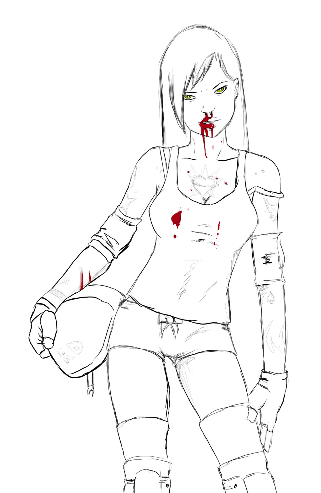 1024x1571 Sketch Roller Derby Girl By Itildine - Sketch Roller