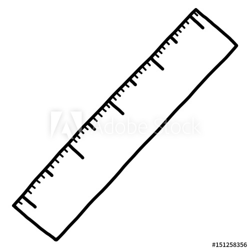 500x500 Ruler Cartoon Vector And Illustration, Black And White, Hand - Sketch Ruler