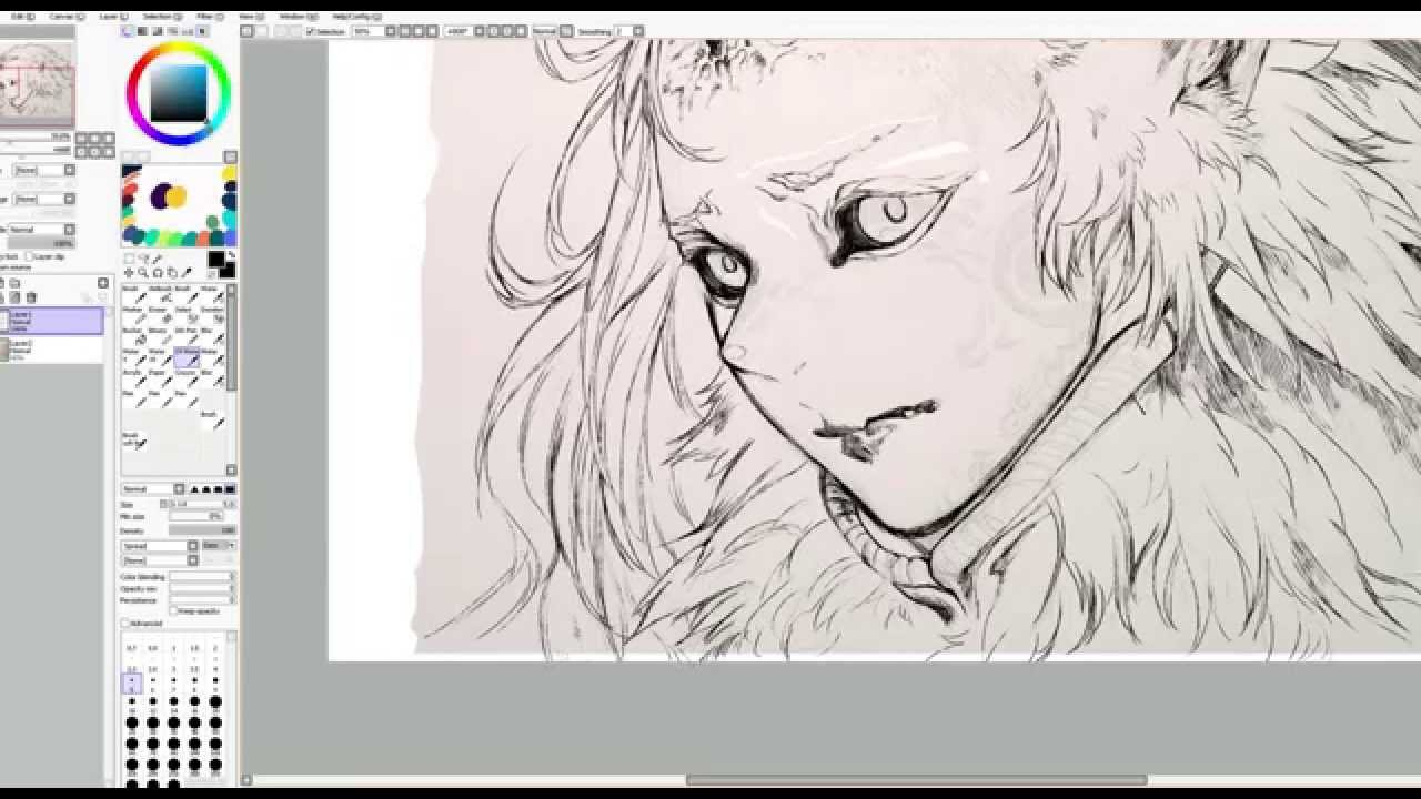 1280x720 How To Sketch In Paint Tool Sai One From Wolf Tribe Line Paint - S...