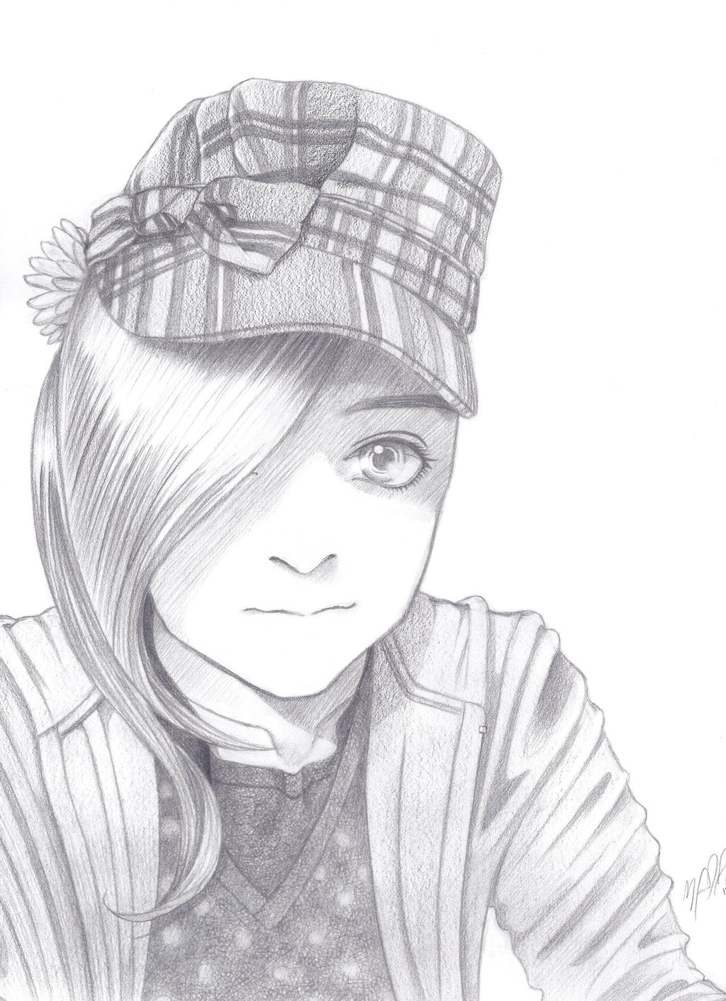 1024x1411 Girl With Hat Sketch Hat Image For Girl Drawing The Girl Wearing A - Sketch Sample