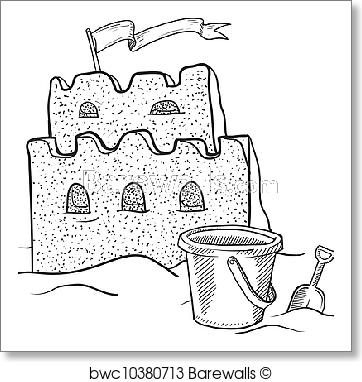 362x382 Art Print Of Sand Castle Sketch Barewalls Posters Amp Prints - Sketch Sand