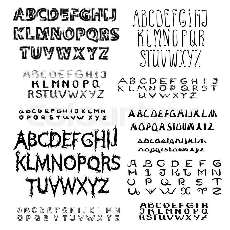 800x800 Set Of Calligraphic Script Font. Hand Drawn Lettering And - Sketch Script Font