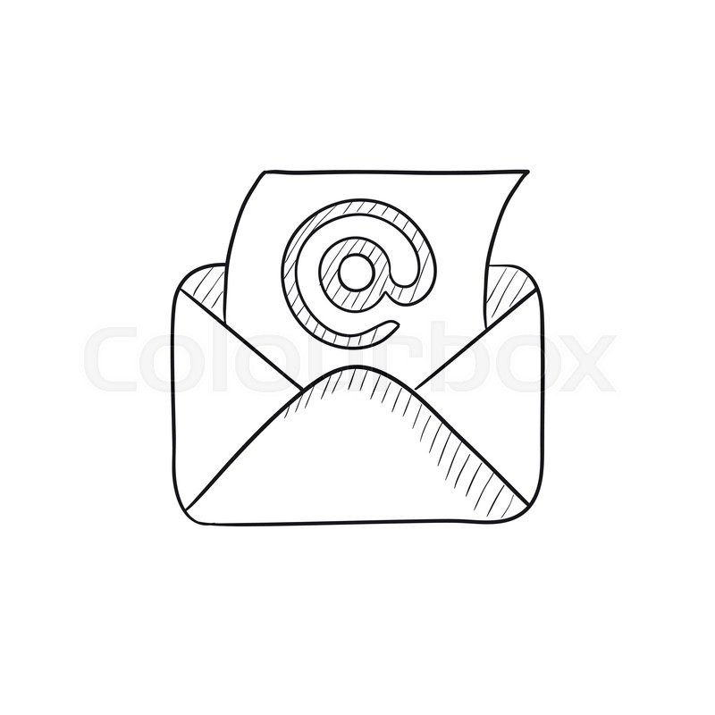 800x800 Email Envelope With Paper Sheet Vector Sketch Icon Isolated On - Sketch Sheet