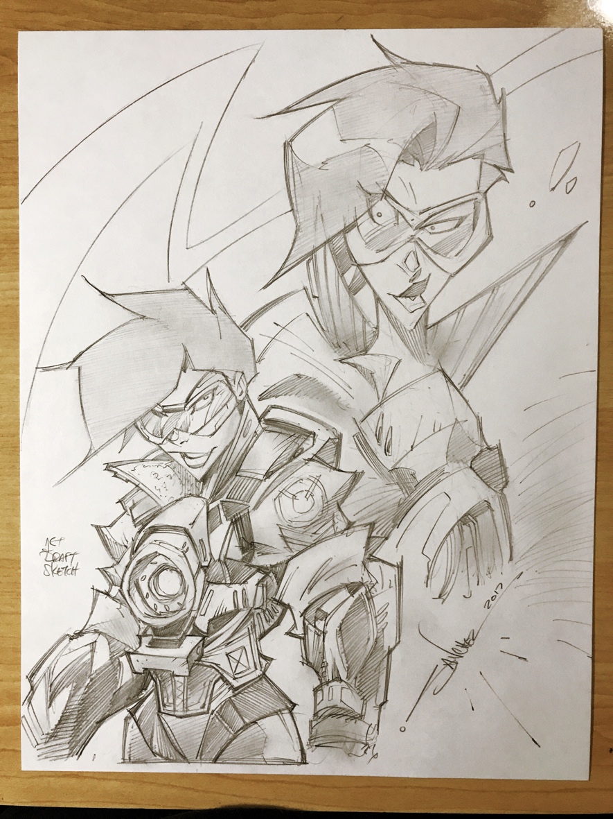 885x1181 Original Art Overwatch Tracer Pencil Sketch The Sketch Art Of - Sketch Shop