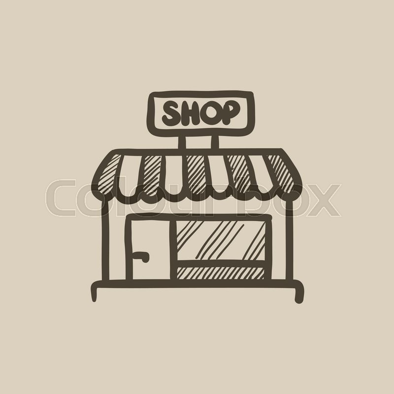 800x800 Shop Store Vector Sketch Icon Isolated On Background. Hand Drawn - Sketch Shop