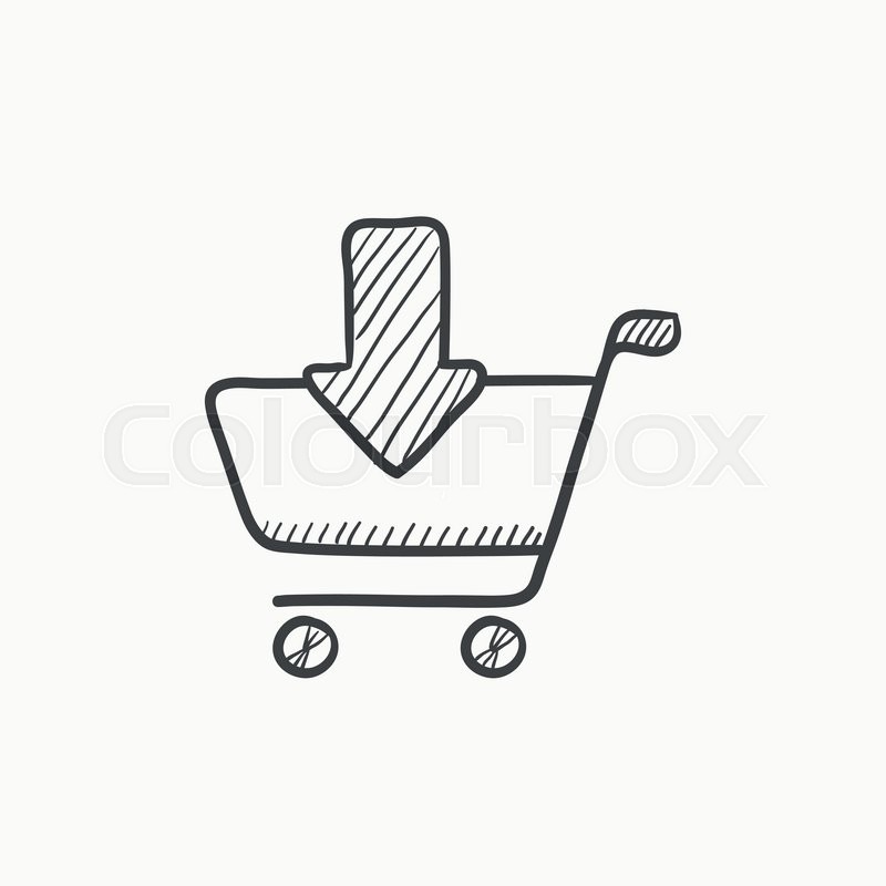 800x800 Online Shopping Cart Vector Sketch Icon Isolated On Background - Sketch Shopping