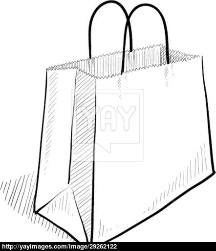 442x512 Paper Shopping Bag Sketch Vector - Sketch Shopping
