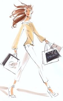 222x352 Shopping Ensemble In Cream And Cafe Au Lait Fashion Sketch - Sketch Shopping