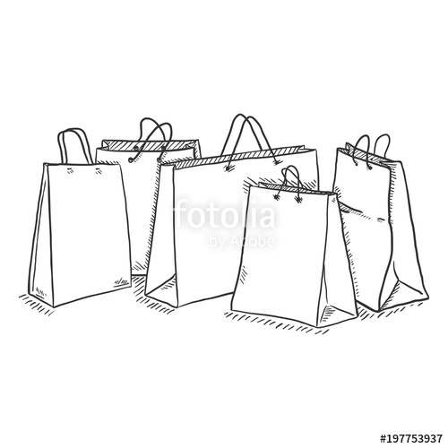 500x500 Vector Sketch Set Of Shopping Bags Stock Image And Royalty Free - Sketch Shopping