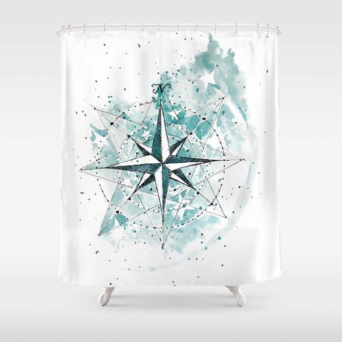 700x700 Compass Sketch Shower Curtain By Gracewolf Society6 - Sketch Shower Curtain