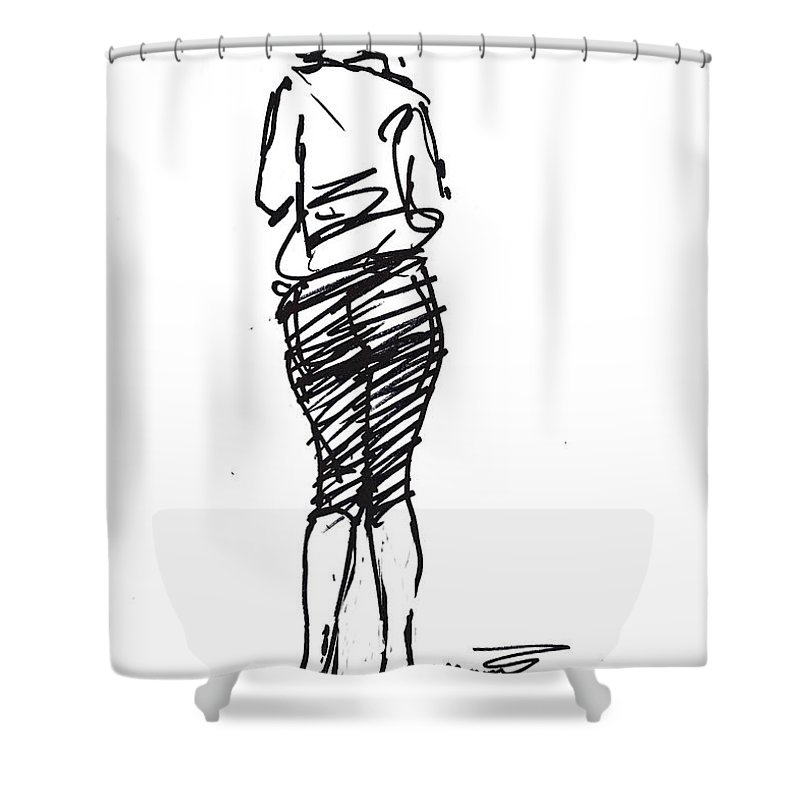 800x800 Girl Sketch Shower Curtain For Sale By Ylli Haruni - Sketch Shower Curtain