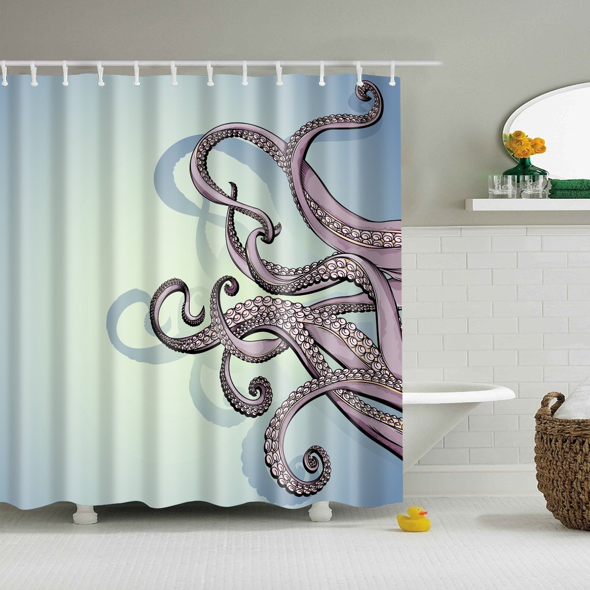 1200x1200 Hard Drawing Octopus Sketch Tentacles Shower Curtain Gojeek - Sketch Shower Curtain