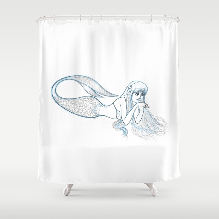 700x700 Mermaid Sketch Shower Curtain By Myazenko Society6 - Sketch Shower Curtain