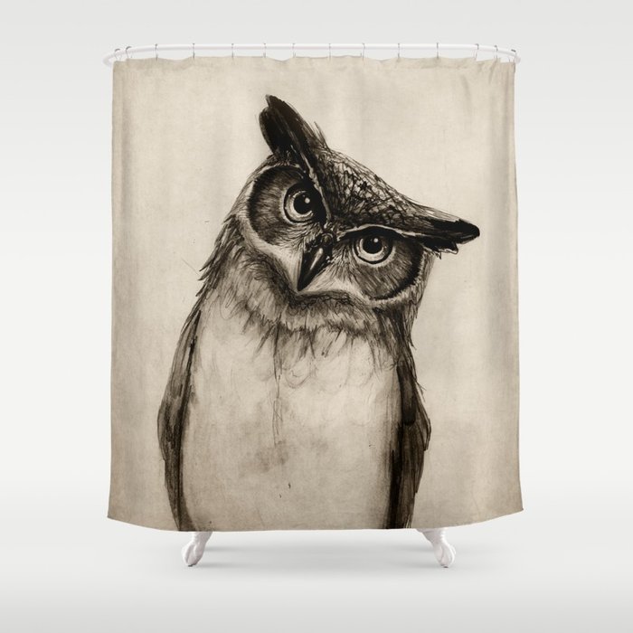 700x700 Owl Sketch Shower Curtain By Isaiahstephens Society6 - Sketch Shower Curtain