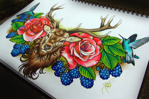 500x333 Significado Das Tatuagens De Cervo E Veado On We Heart It - Sketch Significado