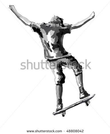 384x470 Stock Photo Sketch Skateboard Jumping Teenager 48808042 Applied - Sketch Skateboards