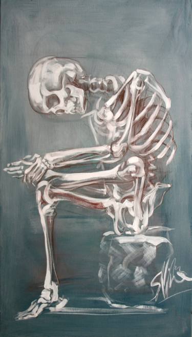 375x658 Skeleton Sketch Painting By Simon Vine Saatchi Art - Sketch Skeleton