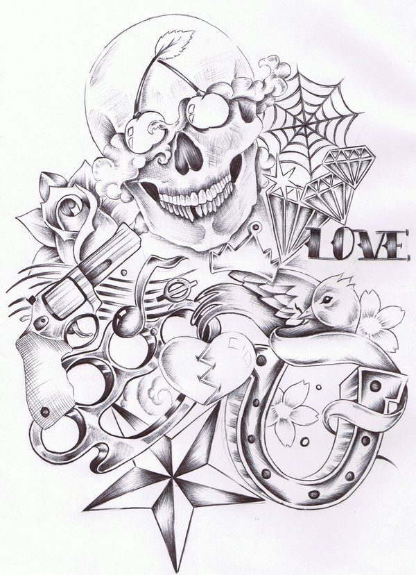 600x828 Old Skool Black And Grey By Daelin Reid - Sketch Skool