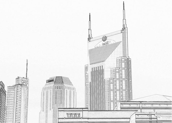 700x500 Nashville Skyline Sketch Batman Building Greeting Card For Sale By - Sketch Skyline
