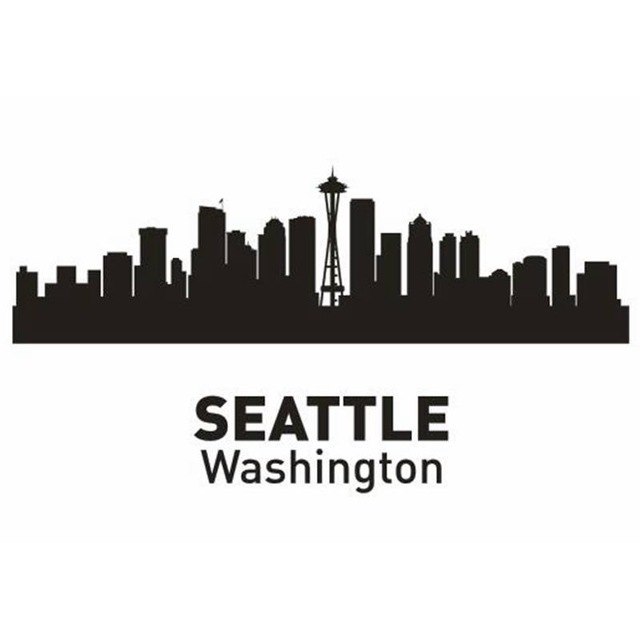 640x640 Seattle City Decal Landmark Skyline Wall Stickers Sketch Decals - Sketch Skyline