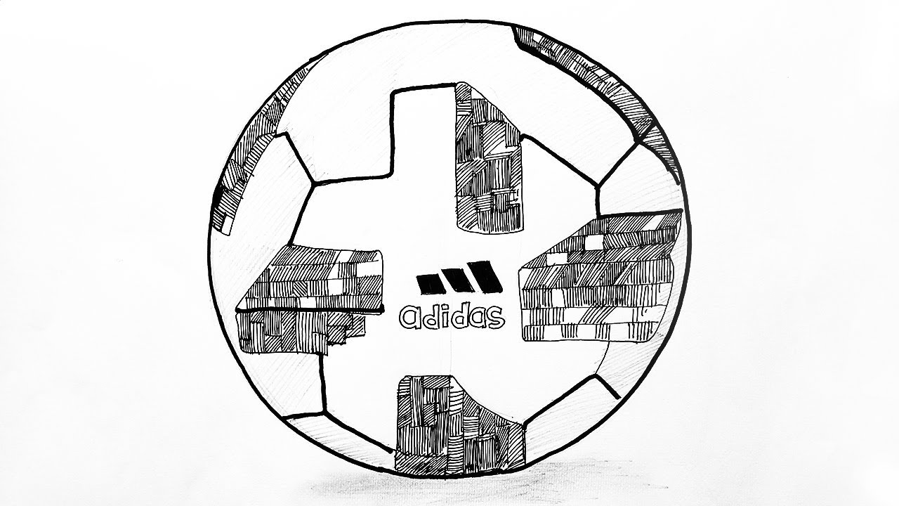 1280x720 How To Draw Russia World Cup 2018 Football Sketch How To Draw - Sketch Soccer Ball