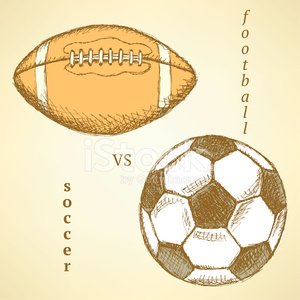 300x300 Sketch Soccer Versus American Football Ball Stock Vectors - Sketch Soccer Ball