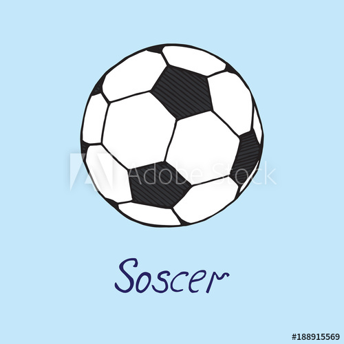 500x500 Soccer Ball, Hand Drawn Doodle Sketch With Inscription, Isolated - Sketch Soccer Ball