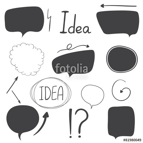 500x500 Doodle Sketch Speech Bubble Arrow Vector Illustration Set Stock - Sketch Speech Bubble