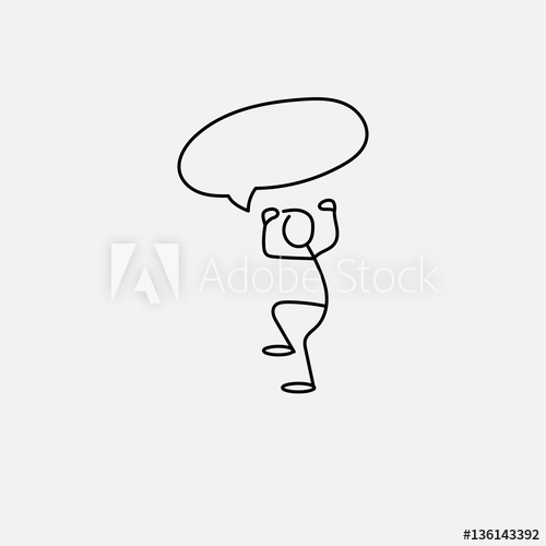 500x500 Cartoon Icon Of Sketch Stick Figure Angry - Sketch Stick