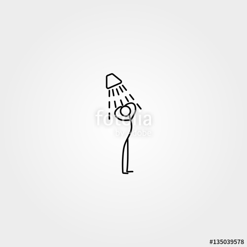 500x500 Cartoon Icon Of Sketch Stick Figure Taking A Shower Stock Image - Sketch Stick